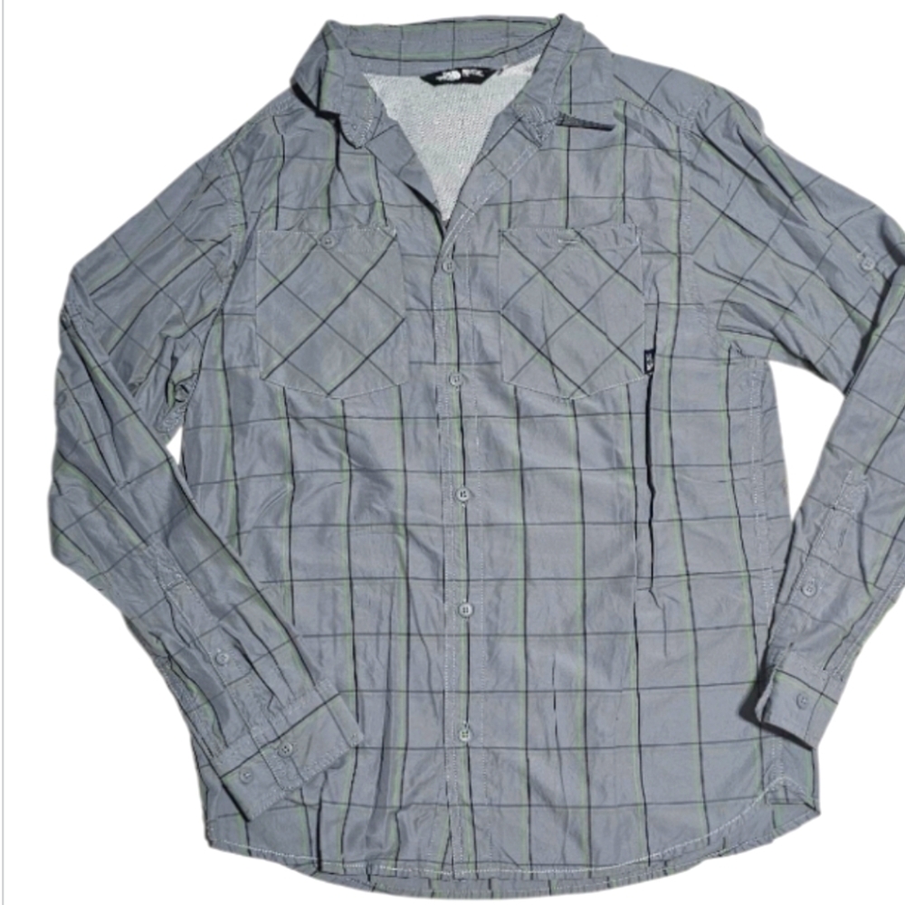 The North Face Gray and Green Shirt Large